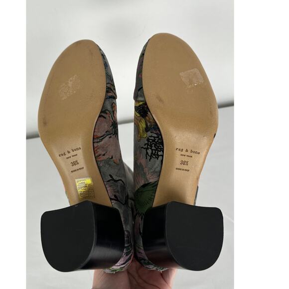 Rag and Bone Floral Velvet Print Drea Ankle Boot Womens Size 38.5 Grey - Picture 10 of 10